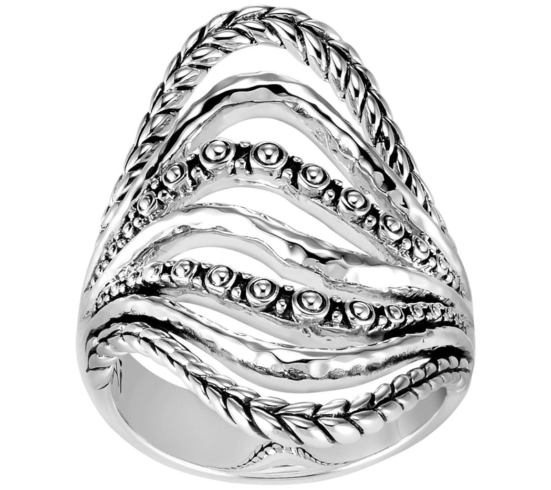 JAI Sterling Silver Signature Texture Saddle Ri ng — Main view