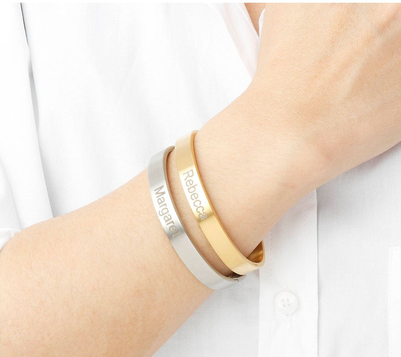 Steel By Design Personalized Satin Finish Bangle — View 8