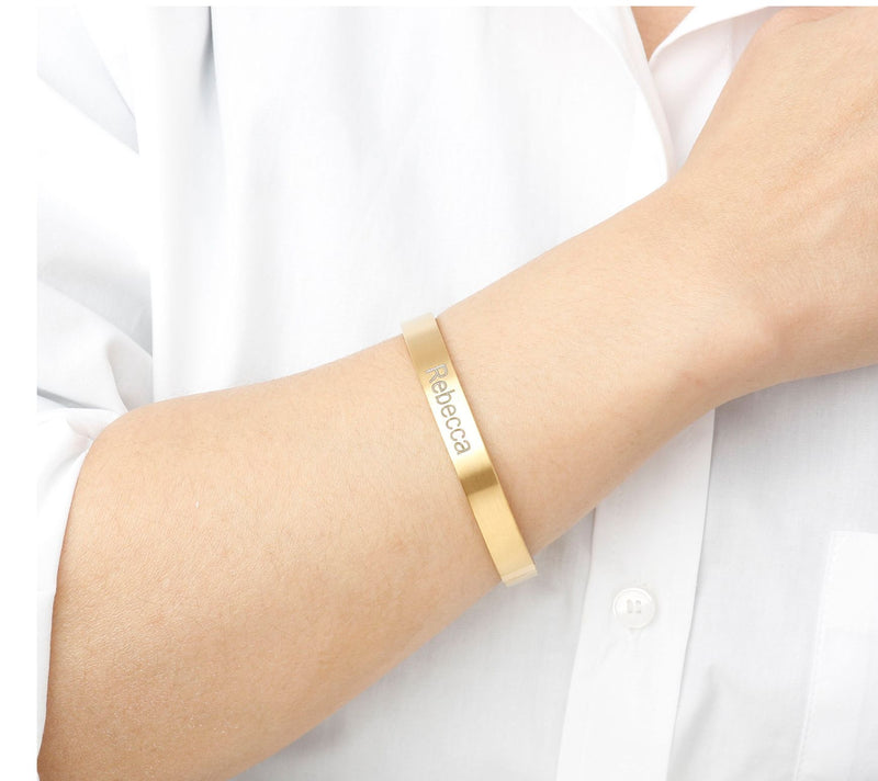 Steel By Design Personalized Satin Finish Bangle — View 9