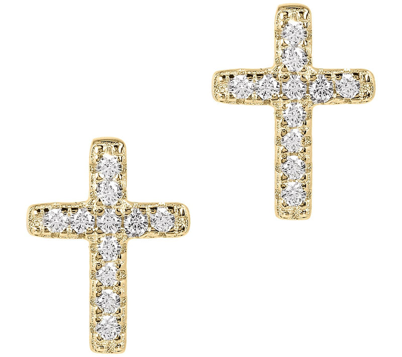 Diamonique 0.10 cttw Cross Stud Earrings, S tering Silver — View 7