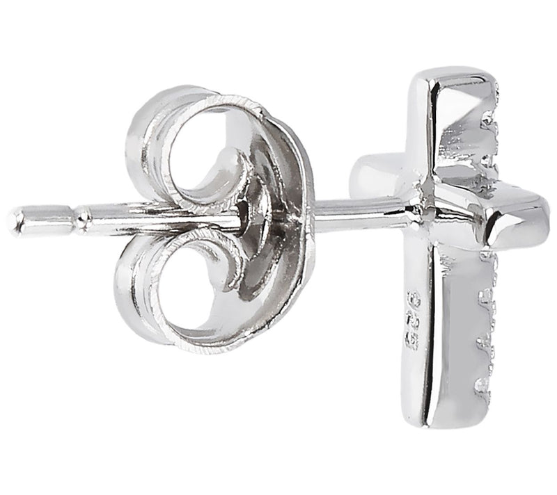 Diamonique 0.10 cttw Cross Stud Earrings, S tering Silver — View 8