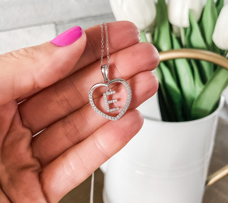Diamonique 14K Yellow Clad Initial Heart Pendant w/ Chain — View 54