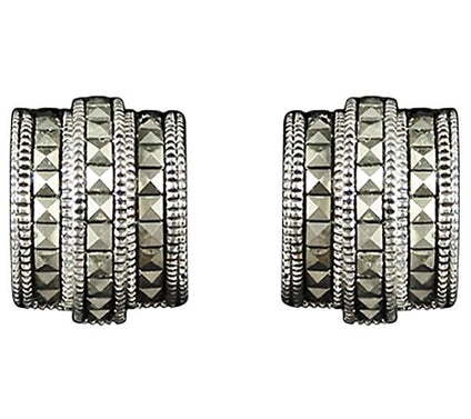 Suspicion Sterling Silver Studded Marcasite Huggie Earrings