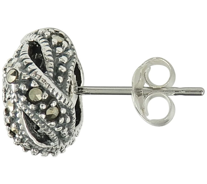 Suspicion Sterling Silver Marcasite Stud Earrings — View 2