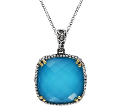 Suspicion Sterling Marcasite & Doublet Pendantw/ Chain
