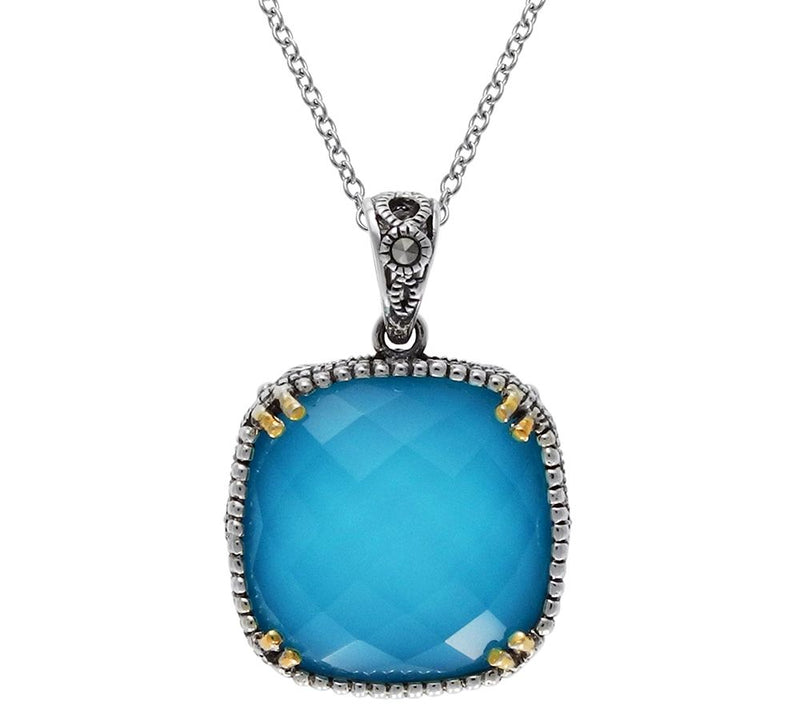 Suspicion Sterling Marcasite & Doublet Pendantw/ Chain — Main view