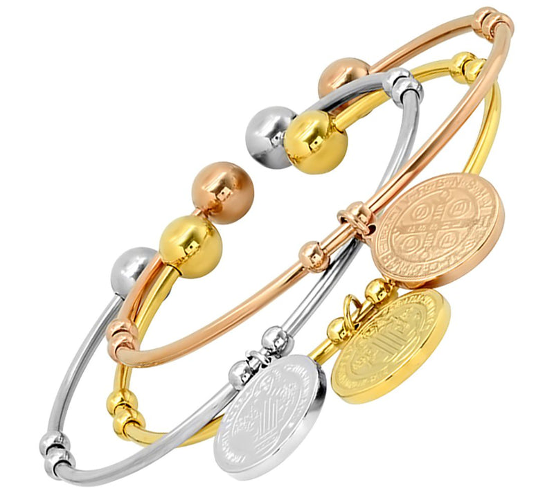 Steel by Design Stainless Tri-Color Stacking Cuff Set — View 2