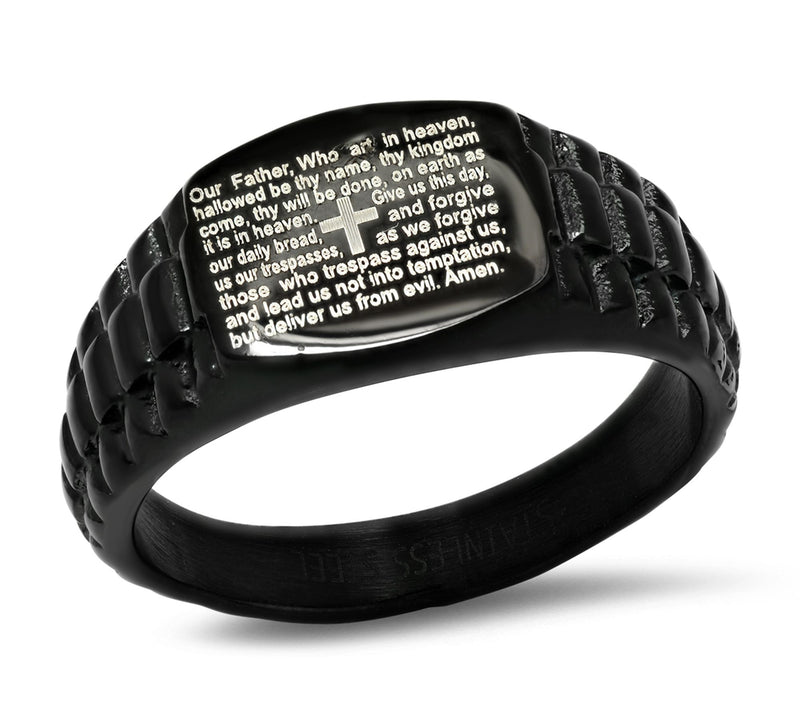 Steel by Design Men's Stainless Steel Our Father Ring — Main view