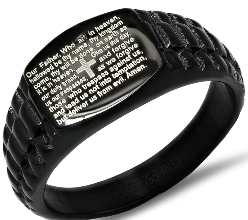 Steel by Design Men's Stainless Steel Our Father Ring — View 6