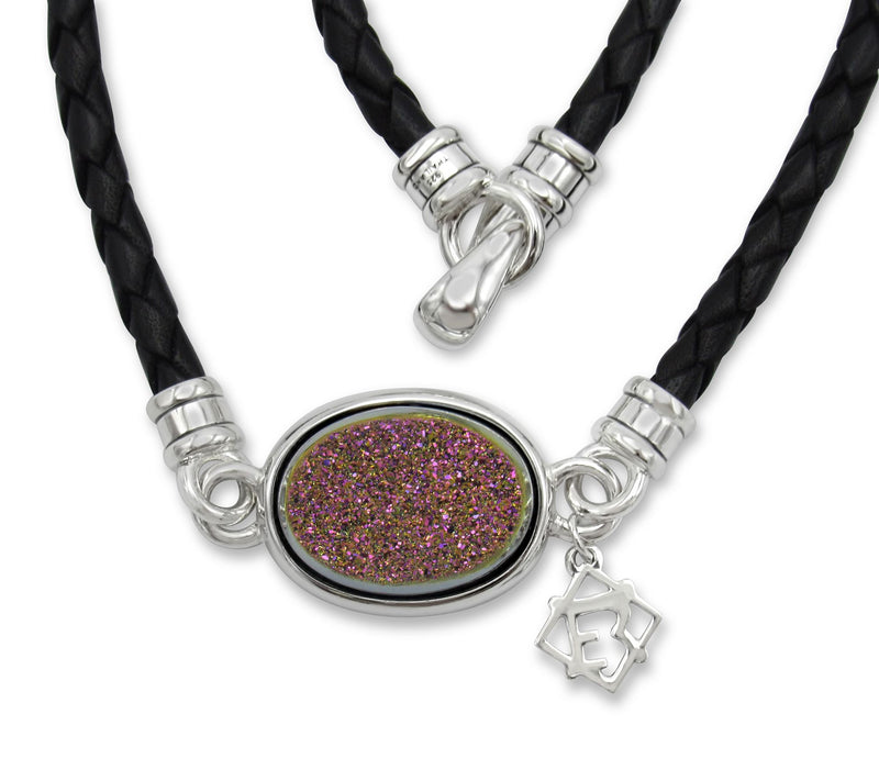 Elyse Ryan Sterling Silver Drusy Leather Wrap Bracelet — View 5