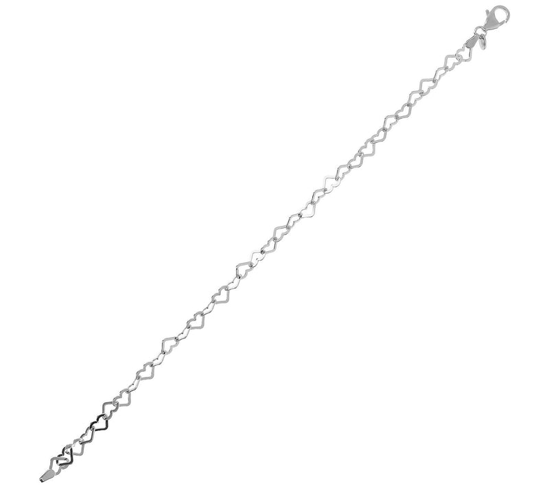 Bronzo Italia Polished Silvertone Open Heart Ale Bracelet — View 2