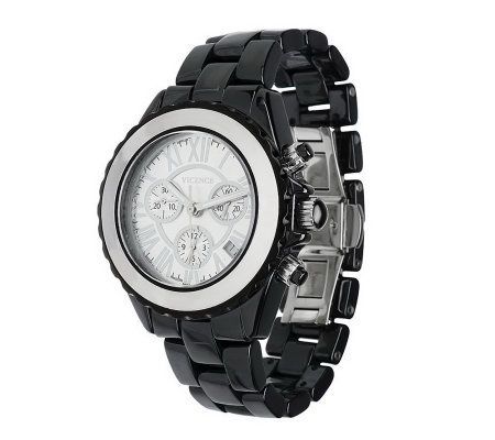 Italian Gold Bold Black Ceramic Chronograph Watch 14K Gold — View 5