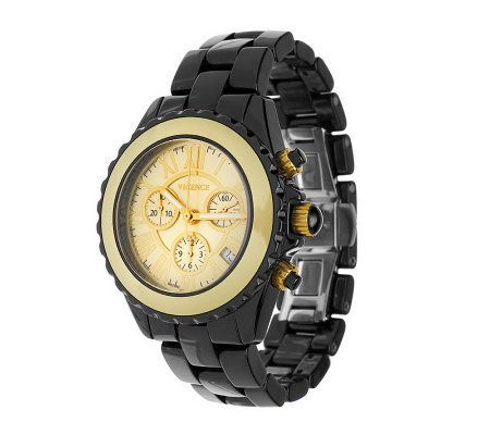 Italian Gold Bold Black Ceramic Chronograph Watch 14K Gold — View 7