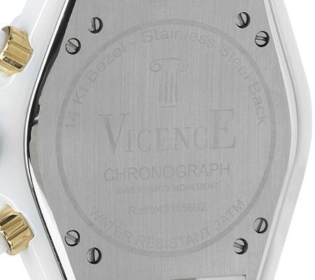 Italian Gold Bold White Ceramic Chronograph Watch 14K Gold — View 8