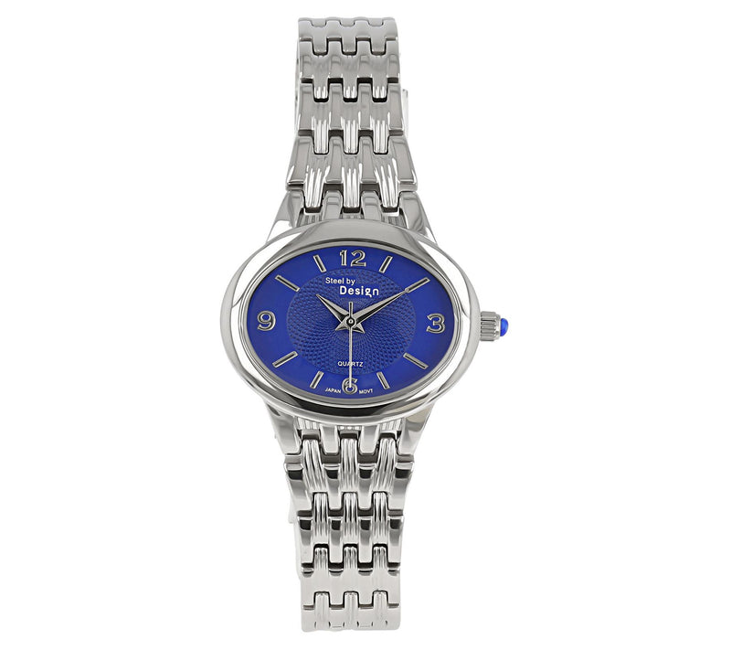Steel by Design Oval Case Watch w/ Jeweled Crown — View 7