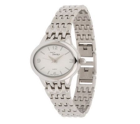Steel by Design Oval Case Watch w/ Jeweled Crown — View 3