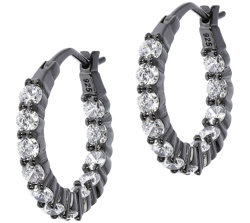 Diamonique 1.50 cttw Hoop Earrings, Sterling Silver — View 9