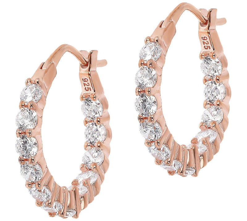 Diamonique 1.50 cttw Hoop Earrings, Sterling Silver — View 5