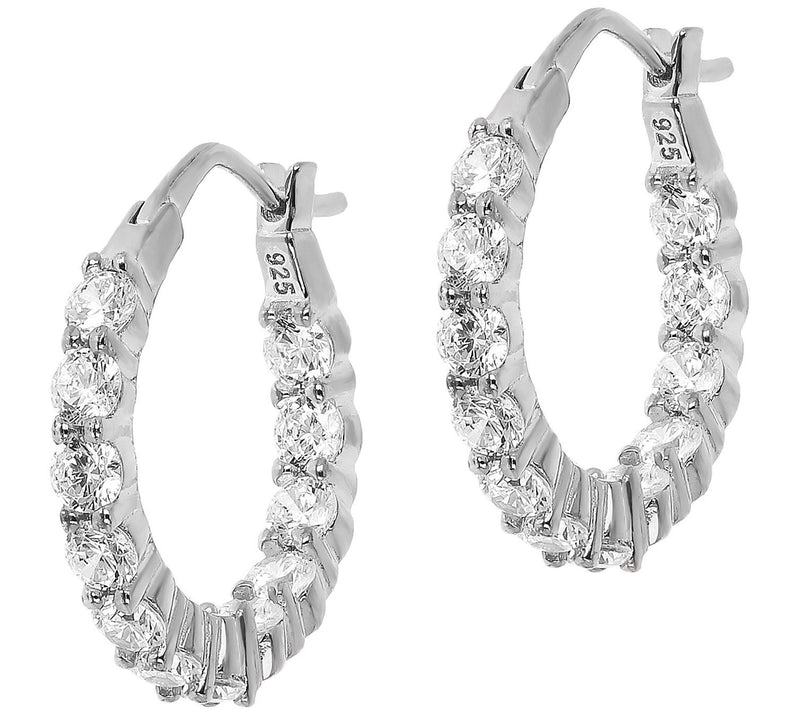 Diamonique 1.50 cttw Hoop Earrings, Sterling Silver — View 7