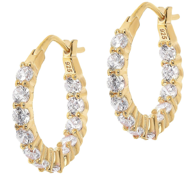 Diamonique 1.50 cttw Hoop Earrings, Sterling Silver — View 3