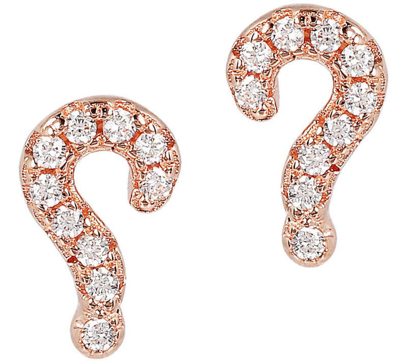Diamonique 0.10 cttw Question Mark Stud Earrins, Sterling — View 3