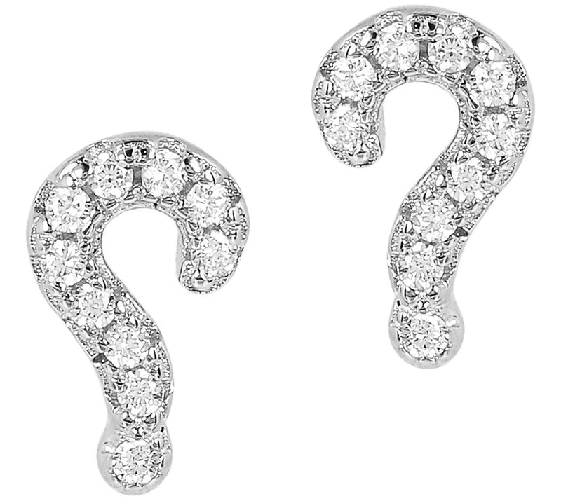Diamonique 0.10 cttw Question Mark Stud Earrins, Sterling — View 5