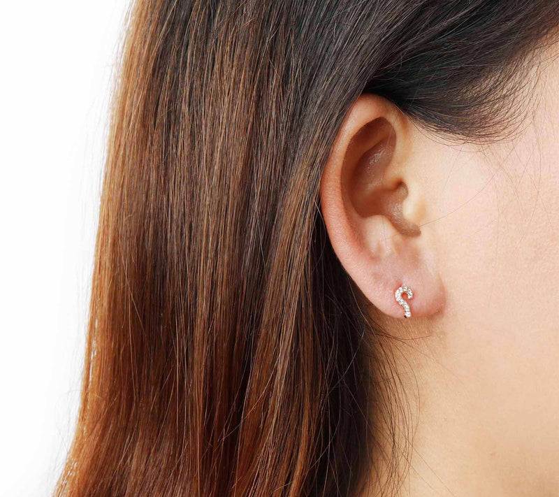 Diamonique 0.10 cttw Question Mark Stud Earrins, Sterling — View 9