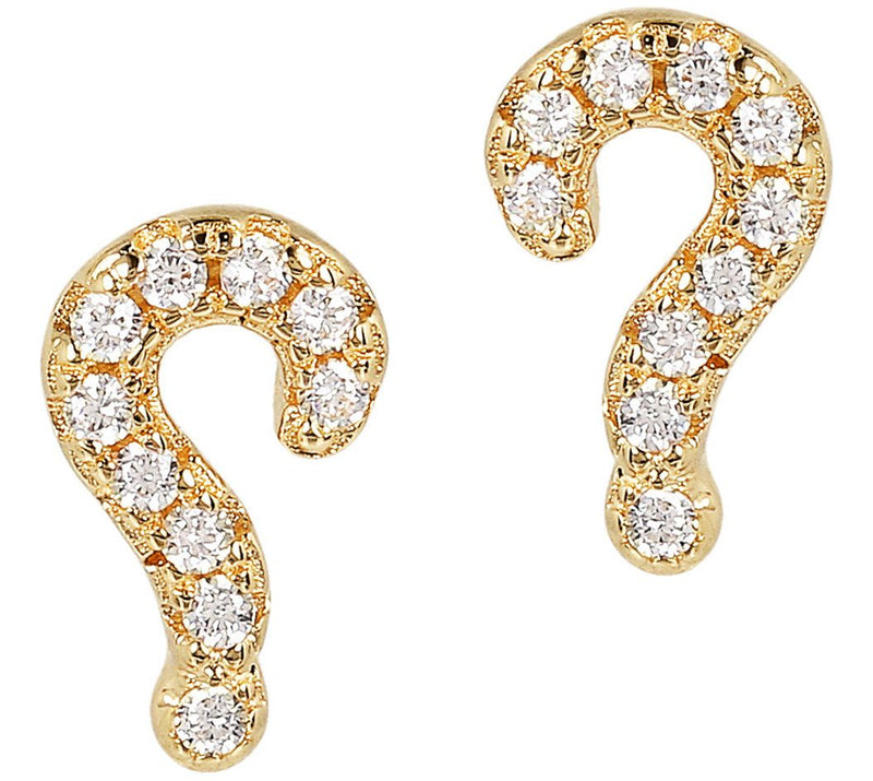 Diamonique 0.10 cttw Question Mark Stud Earrins, Sterling — Main view