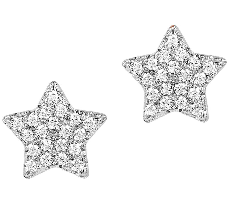 Diamonique 0.20 cttw Star Stud Earrings, Sterling Silver — View 5