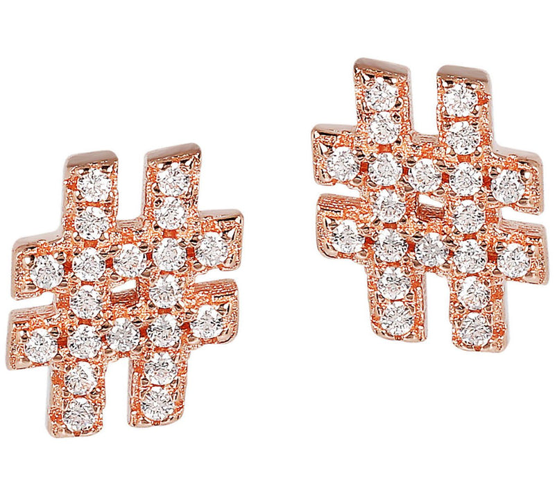 Diamonique 0.20 cttw Hashtag Stud Earrings, S terling Silver — View 3