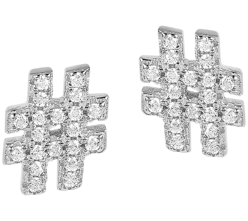 Diamonique 0.20 cttw Hashtag Stud Earrings, S terling Silver — View 5