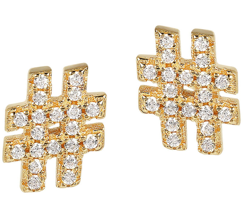 Diamonique 0.20 cttw Hashtag Stud Earrings, S terling Silver — View 7