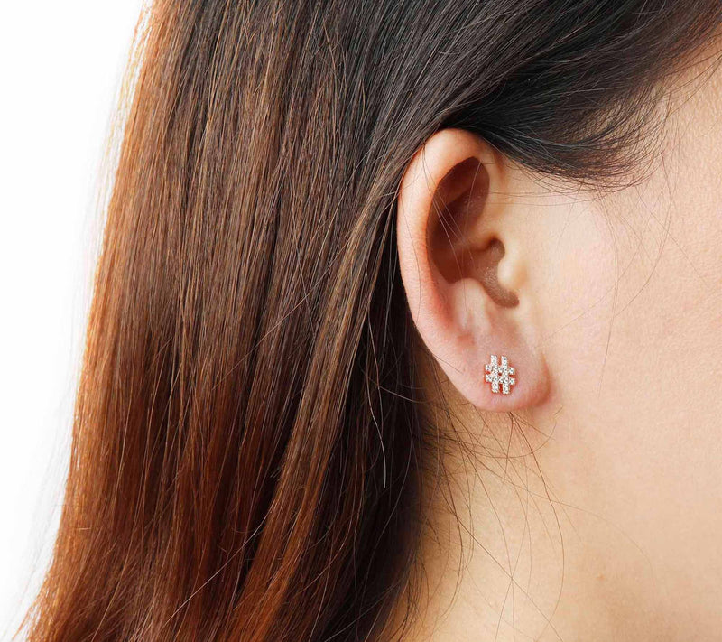 Diamonique 0.20 cttw Hashtag Stud Earrings, S terling Silver — View 9