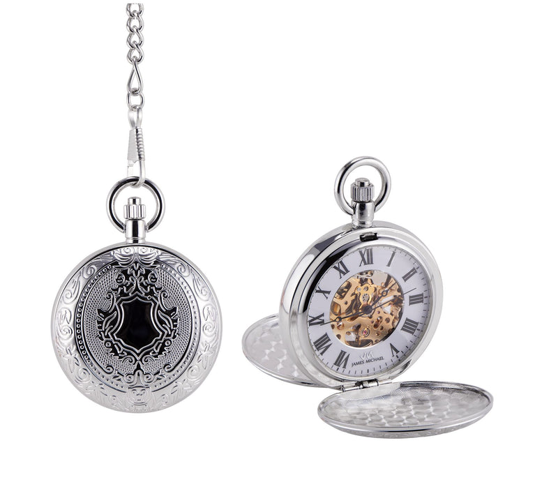 James Michael Men's Mechanical Skeleton Dial Pocket Watch — Main view