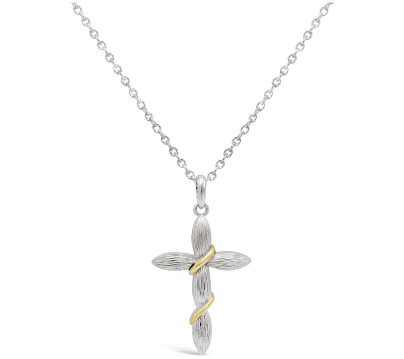Ariva Textured Cross Pendant w/ Chain, Sterling& 18K Gold — Main view