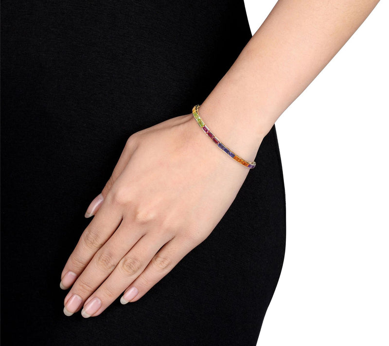 18K Gold Plated Sterling 10.70 cttw Multi-Gemstone Bracelet — View 3