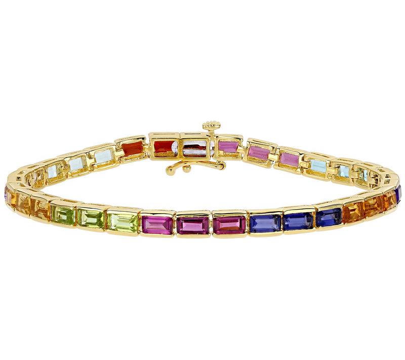 18K Gold Plated Sterling 10.70 cttw Multi-Gemstone Bracelet — Main view