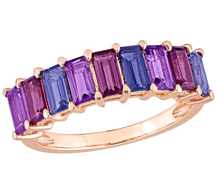 18K Rose Gold Plated 2.15 cttw Multi-Gemstone Ring