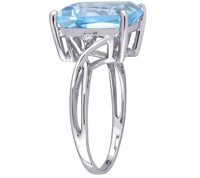 Sterling 7.50 cttw Sky Blue Topaz & White TopazCocktail Ring — View 2