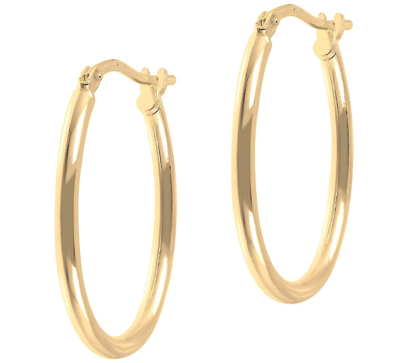 Italian Silver Polished 1" Oval Hoop Earrings — View 5