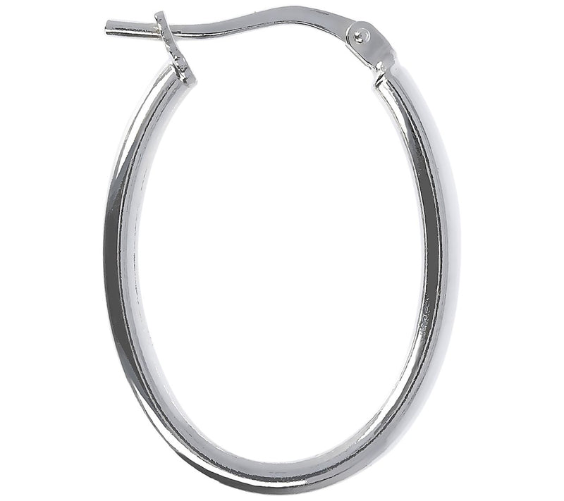 Italian Silver Polished 1" Oval Hoop Earrings — View 6