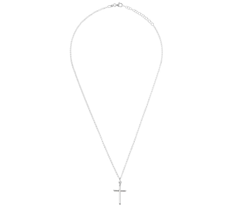 Italian Silver Polished Cross Pendant w/ Chain — View 6