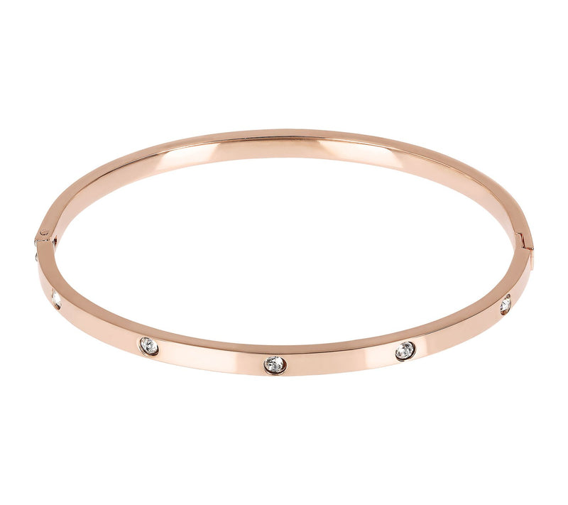 Steel by Design Crystal Accent Hinged Bangle — View 7