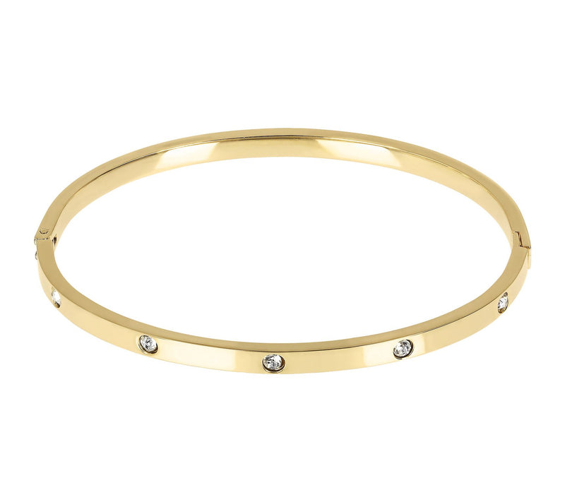 Steel by Design Crystal Accent Hinged Bangle — View 5