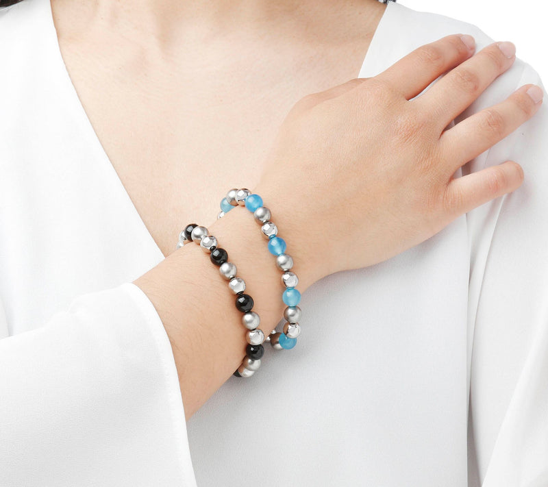 Steel by Design Gemstone Bead Stretch Bracelet — View 13