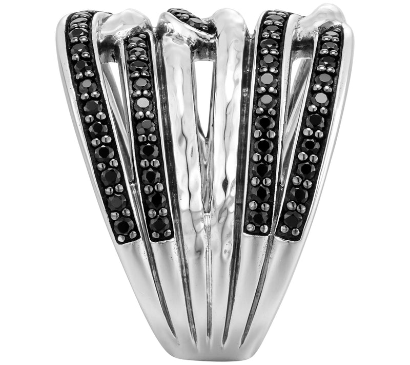 JAI Sterling Silver Black Spinel Wrap Ring — View 3