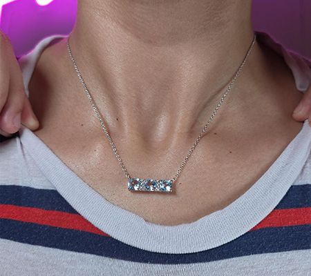 Sterling Silver Cushion-Cut Gemstone Necklace — View 14