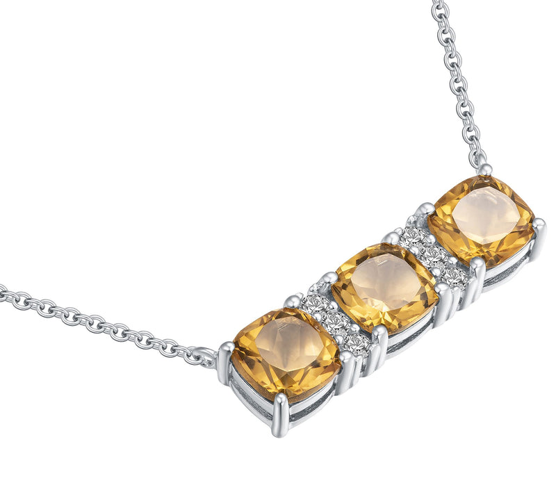 Sterling Silver Cushion-Cut Gemstone Necklace — View 13