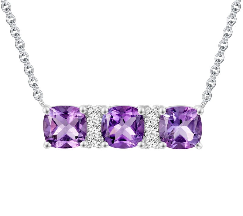Sterling Silver Cushion-Cut Gemstone Necklace — View 7