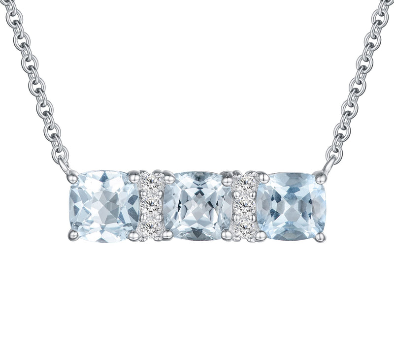 Sterling Silver Cushion-Cut Gemstone Necklace — View 5
